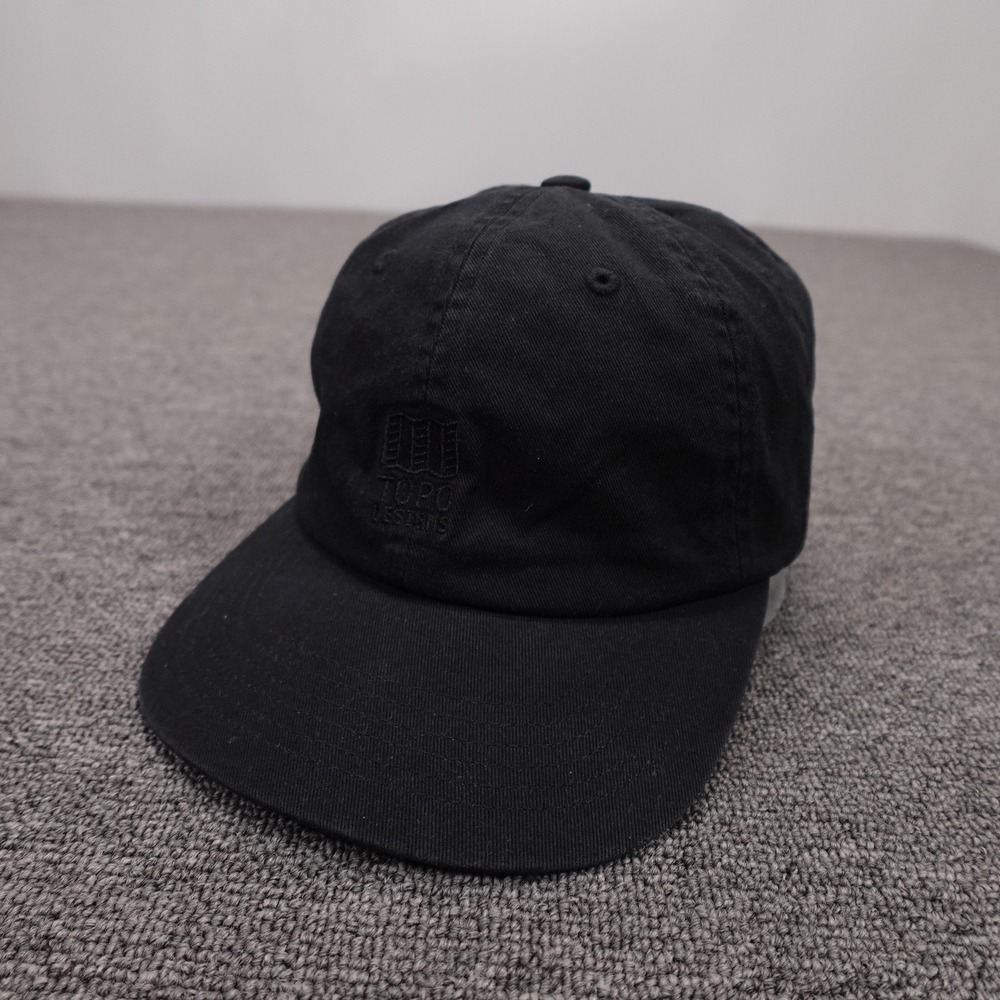 Topo Designs Hat Cap Strap Back Mens One Size Black Cotton Twill Baseball Logo